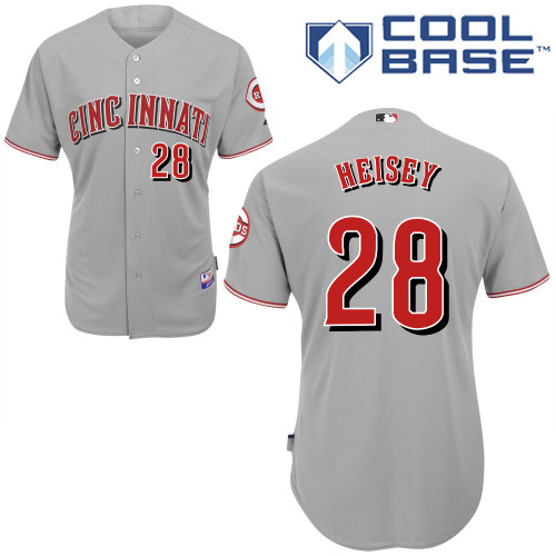 Chris Heisey #28 Youth Baseball Jersey-Cincinnati Reds Authentic Road Gray Cool Base MLB Jersey
